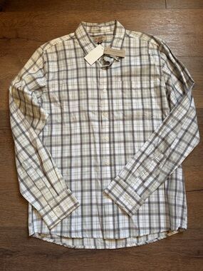 North River Men's Plaid Button-Down Shirt - Cream & Tan